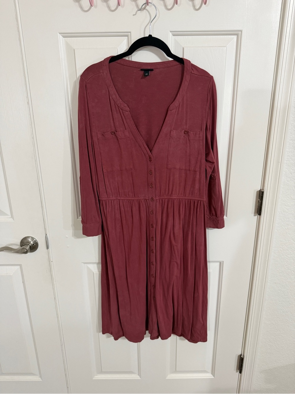 Torrid Size 00 Rust Button Front Midi Shirt Dress Roll Tab Sleeves